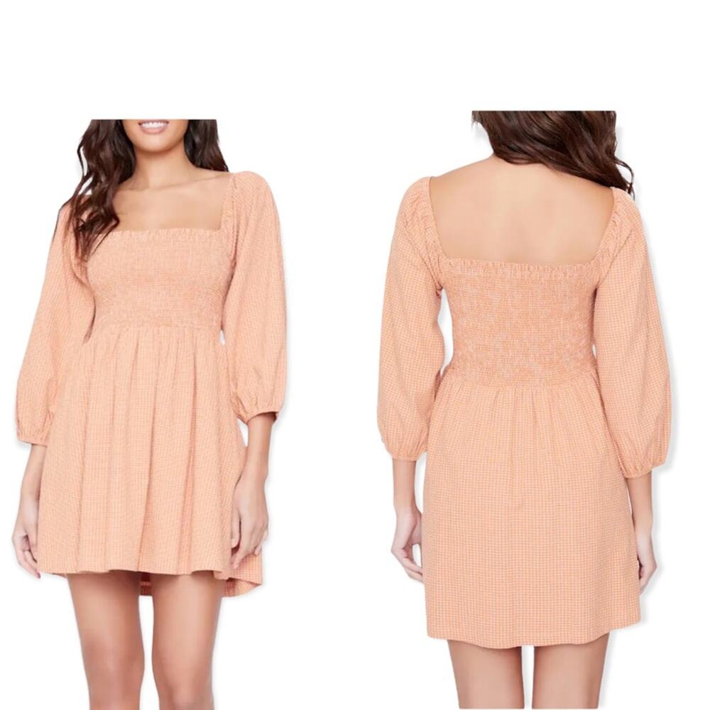 NWT LOST + WANDER Check Cotton-Blend Minidress. Size M